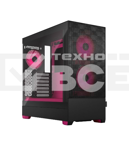 Компьютерный корпус без блока питания Fractal Design Pop Air RGb Magenta Core TG Clear Tint, Midi-Tower, 3x120мм RGb, 2xUSB-A 3.2 ATX, mATX, mITX черный/магента