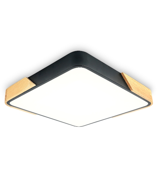 Потолочный светодиодный светильник Ambrella light FZ1316 BK/LW черный/светлое дерево 36W 5000K 400*400*50 (без ПДУ)
