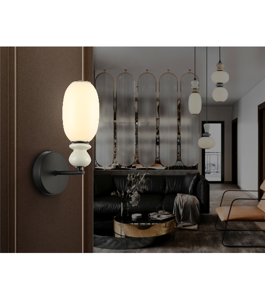 Настенный светильник Ambrella light LH53148 BK/FR черный/белый 6W 3000K 100*165*310