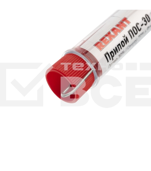 Припой с канифолью ПОС-30 Rexant, 10 г, Ø1.0 мм, (олово 30%, свинец 70%), колба