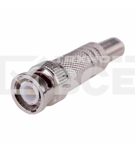 Разъем высокочастотный на кабель, штекер BNC под винт с пружиной, металл, (1шт.) (пакет) PROconnect