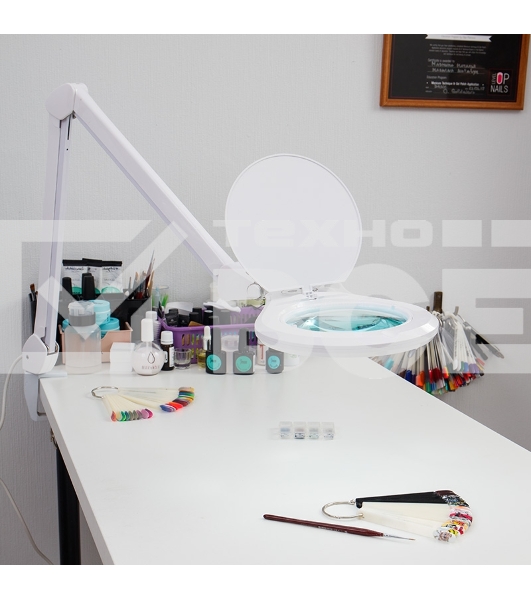 Лупа на струбцине Rexant, круглая, 5D, с подсветкой 72 SMD, сенсорный регулятор яркости, белая