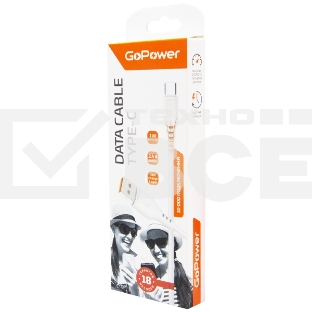 Кабель GoPower GP01T USB (m)-Type-C (m) 1.0м 2.4A ПВХ белый (1/800)