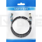 Патч-корд Vention прямой SFTP cat.8 RJ45 - 1м. Черный Тканевая оплетка, фото 1