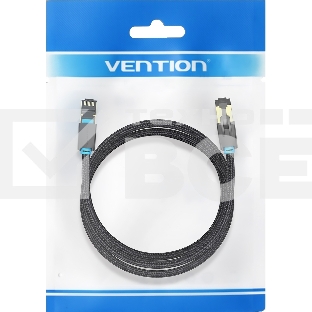 Патч-корд Vention прямой SFTP cat.8 RJ45 - 1м. Черный Тканевая оплетка