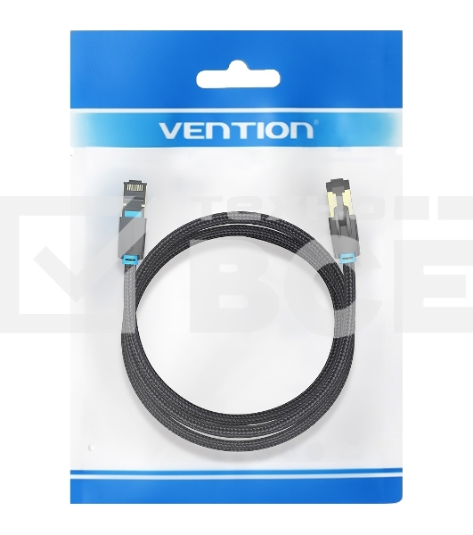 Патч-корд Vention прямой SFTP cat.8 RJ45 - 1м. Черный Тканевая оплетка