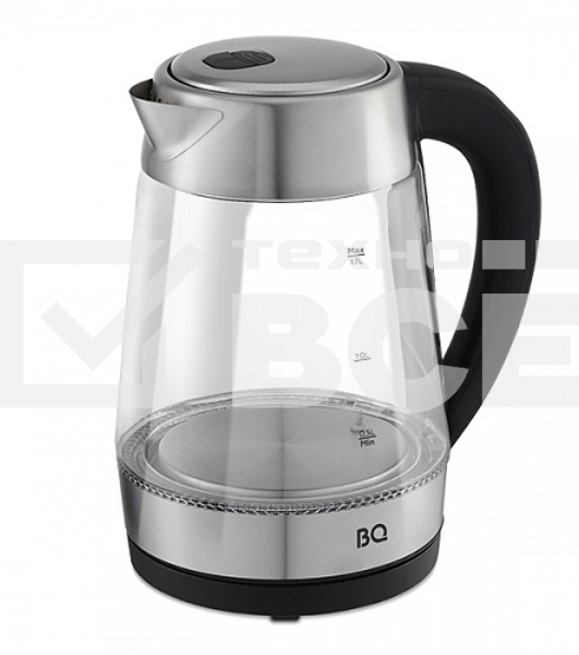 Чайник BQ KT1700G черный-сталь , 2200 Вт, 1,7 л