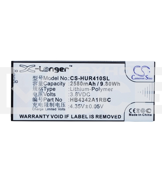 Аккумулятор CameronSino CS-HUR410SL HB4342A1RBC для Huawei Ascend Y5 2, Honor 53.8V / 2580mAh / 9.80Wh