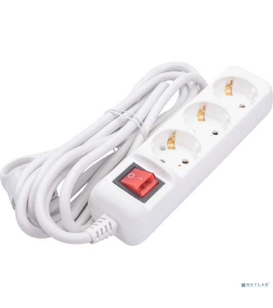 Удлинитель электрический ЭРА U-3es-3m-3x1,5 с заземлением с выключателем 3 розетки 3м ПВС 3x1,5мм2 16А