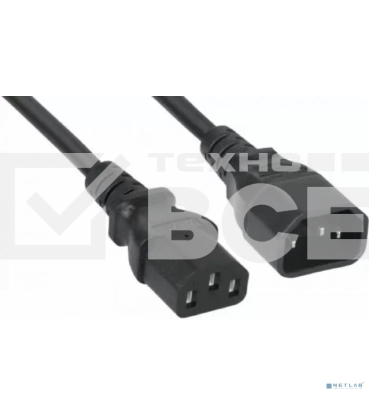 Кабель питания Filum FL-PC-C13/C14-C3-3.0-BK ПВС-АП 3x1.5 С13 - C14, 220/250В, 10А, чёрный, 3м