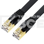 Патч-корд GCR PROF плоский прямой кат.7 ethernet, FTP, медь, литой, экранированные коннекторы 24K GOLD, RJ45, T568B, 5.0m черный, фото2
