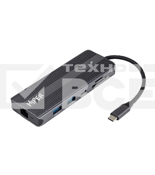 Док-станция HIPER Docking station USB-C HUB 11in1 (1*USB-C 100W PD, 1*HDMI 4K@60Hz, 2*DP 4K@60Hz, 2*USB-A 3.0 (5Gbps data), 1*USB-C 3.0 (5Gbps data), 1*microSD, 1*SD, 1*3.5mm audio, 1*RJ45 Gb)