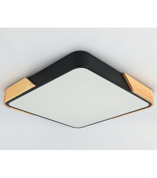 Потолочный светодиодный светильник Ambrella light FZ1316 BK/LW черный/светлое дерево 36W 5000K 400*400*50 (без ПДУ)