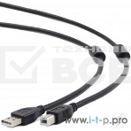 Кабель USB 2.0 Pro Cablexpert CCF2-USB2-AMBM-6, AM/BM, 1.8м, экран, 2феррит.кольца, черный, пакет, фото2
