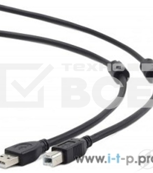 Кабель USB 2.0 Pro Cablexpert CCF2-USB2-AMBM-6, AM/BM, 1.8м, экран, 2феррит.кольца, черный, пакет
