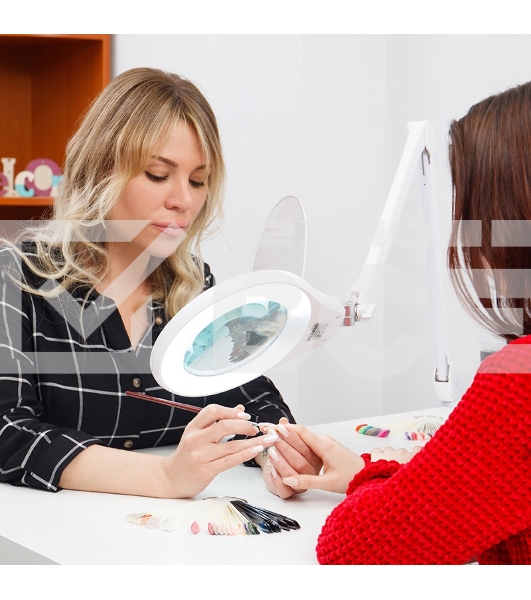 Лупа на струбцине Rexant, круглая, 5D, с подсветкой 72 SMD, сенсорный регулятор яркости, белая