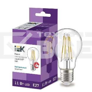 Лампа LED A60 шар прозр. Iek LLF-A60-11-230-40-E27-CL 11Вт 230В 4000К E27 серия 360°