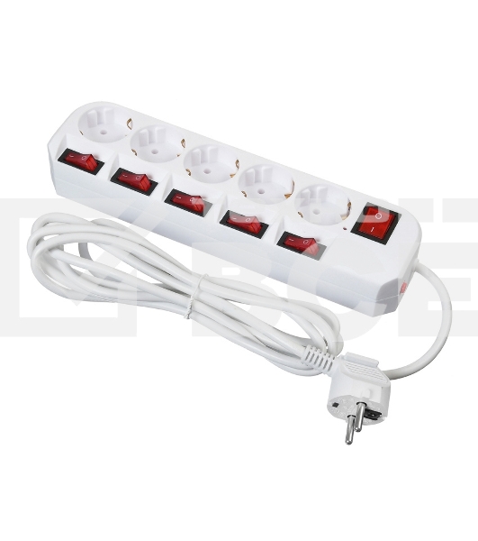 Сетевой фильтр Buro 500SH-3-SW-W 3м (5 розеток) белый (коробка)