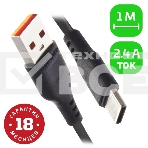 Кабель GoPower GP01T USB (m)-Type-C (m) 1.0м 2.4A ПВХ черный (1/800), фото2