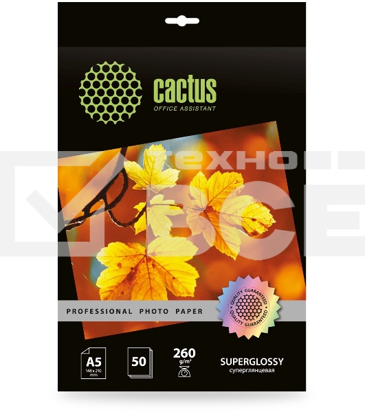 Фотобумага Cactus Prof CS-HGA526050 A5/260г/м2/50л./белый глянцевое для струйной печати