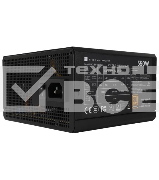 Блок питания Thermalright TR-TB550S, 550W 80+ Bronze (ATX, 3, Non-modular, 1x24(20+4)pin 550mm, 1xCPU*2 8(4+4)pin 600+150mm, 1xPCIe 8(6+2)pin 450mm, 1xSATA*3+MOLEX4pin*1 400+150+150+150mm, 1xSATA*2+MOLEX4pin*2 400+150+150+150mm, Active, 120x120mm, 150x140