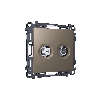 Комплект механизма розетки TV оконечной + SAT 5-862MHz 3.5dB/950-2150MHz 3.5dB ALFA Темная бронза матовый QUANT (AP6433, VM217) MA643310, фото 1