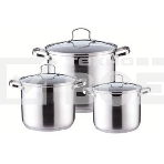 Набор посуды KELLI KL-4230 6 пред. (Наб.кастрюль-3 шт. - 2,1 л, 3 л и 4 л. Внутри шкала измерения. Ручки не нагреваются. Высококач. нерж. сталь. 5-слойное капсульное дно. Зеркальная поверхность. Матовая полоска. Можно использ-ть на всех типах плит + индук, фото 1