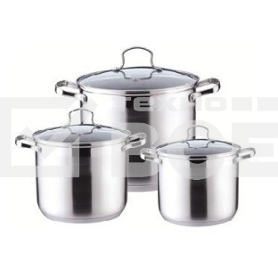 Набор посуды KELLI KL-4230 6 пред. (Наб.кастрюль-3 шт. - 2,1 л, 3 л и 4 л. Внутри шкала измерения. Ручки не нагреваются. Высококач. нерж. сталь. 5-слойное капсульное дно. Зеркальная поверхность. Матовая полоска. Можно использ-ть на всех типах плит + индук