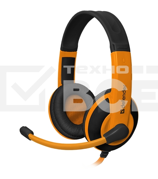Наушники Defender Warhead G-120 черный/оранжевый кабель 2 м
