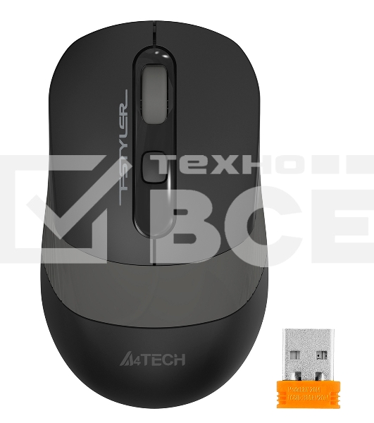 Мышь беспроводная A4Tech Fstyler FG10S черный/серый, 2000 dpi, радиоканал, USB, кнопки - 4