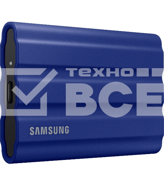 Накопитель  Samsung External SSD T7 Shield, 2TB, Type C-to-C/A, USB 3.2 Gen2, R/W 1050/1000MB/s, IP65, 88x59x13mm, 98g, Blue (12 мес.)