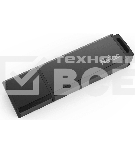 Флеш диск Netac U351 64Gb <NT03U351N-064G-20BK>, USB2.0, с колпачком, металлическая чёрная