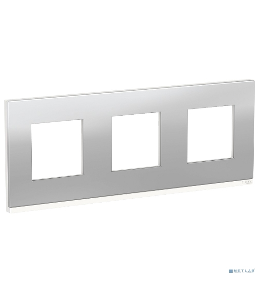 Рамка 3-постовая Schneider-electric NU600680 UNICA PURE горизонтальная, АЛЮМИНИЙ МАТОВЫЙ/белый