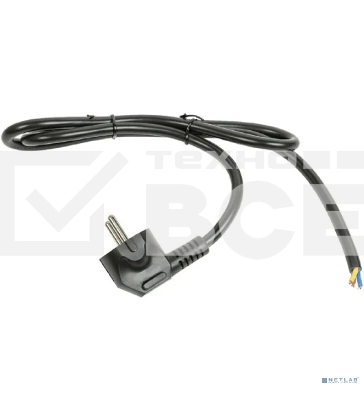Кабель питания Filum FL-PC-SH90-C2-1.8-BK ПВС-ВП 3x1.5 CEE 7/7(Schuko) угловая - свободный конец, 220/250В, 16А, чёрный, 1,8м