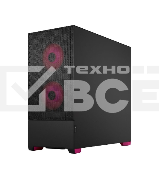 Компьютерный корпус без блока питания Fractal Design Pop Air RGb Magenta Core TG Clear Tint, Midi-Tower, 3x120мм RGb, 2xUSB-A 3.2 ATX, mATX, mITX черный/магента