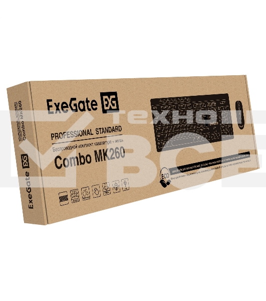 Комплект клавиатура+мышь ExeGate Professional Standard Combo MK260 беспроводной, USB, 1200 DPI, чёрный