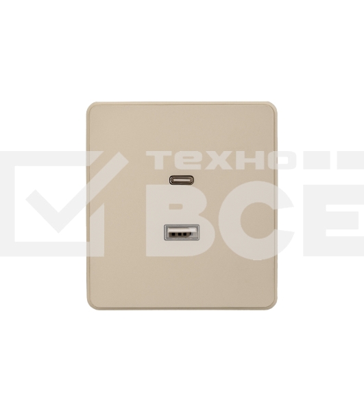 Розетка KRANZ ROUND USB-A+Type-C 3А с функцией быстрой зарядки шелк