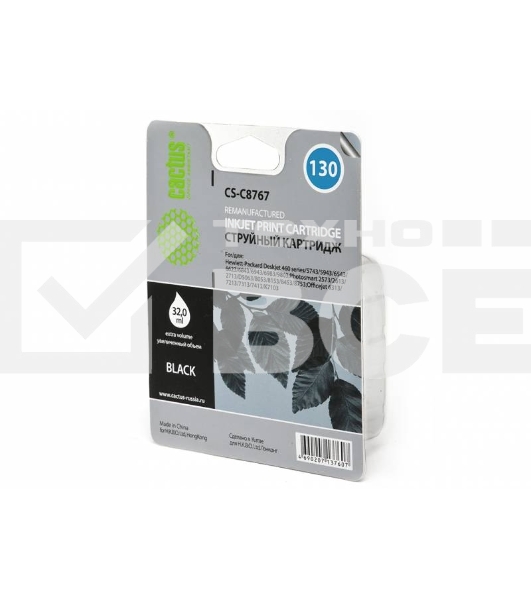 Картридж струйный Cactus CS-C8767 черный для №130 HP DeskJet5743/6543/6843, PhotoSmart2613/2713 (29ml)