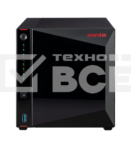 Сетевое хранилище ASUSTOR AS5304T 4-Bay NAS/Media player/Intel Celeron J4105 1.5GHz, up to 2.5 GHz(Quad-Core), 4GB SO-DIMM DDR4, noHDD(HDD,SSD),/2x2,5GbE(LAN)/3xUSB3.2,HDMI/4ip camera license ; 90IX0181-BW3S10