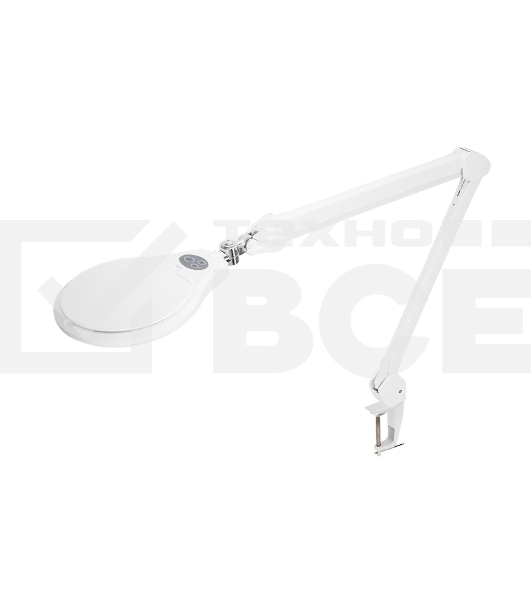 Лупа на струбцине Rexant, круглая, 5D, с подсветкой 72 SMD, сенсорный регулятор яркости, белая