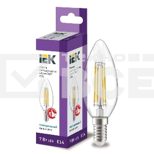 Лампа cветодиодная LED C35 Iek LLF-C35-7-230-40-E14-CL свеча прозр. 7Вт 230В 4000К E14 серия 360°