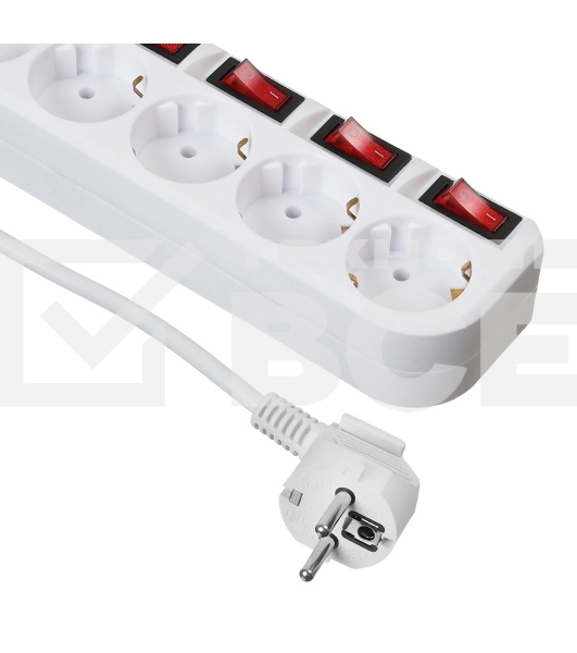 Сетевой фильтр Buro 500SH-3-SW-W 3м (5 розеток) белый (коробка)