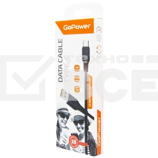 Кабель GoPower GP01T USB (m)-Type-C (m) 1.0м 2.4A ПВХ черный (1/800)