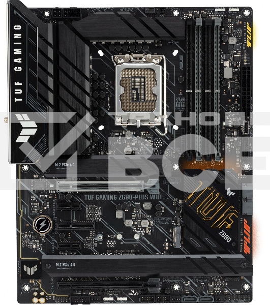 Материнская плата ASUS TUF GAMING Z690-PLUS WIFI, LGA1700, Intel Z690, 4xDDR5, 4xSATA, 4xM.2, 1xPCIe 5.0 x16, 1xPCIe 3.0 x4, 2xPCIe 3.0 x1, 1xDP, 1xHDMI, 1x2.5Gb LAN, Wi-Fi 6E, Bluetooth 5.2, 1xUSB-C 20Gbps, 1xUSB-C 5Gbps, 2xUSB-A 10Gbps, 4xUSB-A 5Gbps, 5