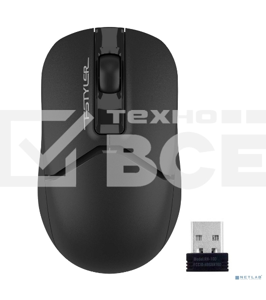 Мышь беспроводная A4Tech Fstyler FG12 черный, 1200 dpi, радиоканал, USB, кнопки - 3