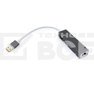Адаптер USB Type-A на USB 3.0*3 + RJ45, серый