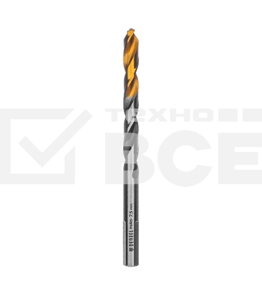 Сверло спиральное по металлу 7,5 x 109мм, Р6М5, Golden Tip, многогранная заточка Denzel