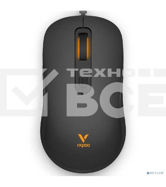 Мышь проводная Rapoo V16RGB черный, 12800 dpi, USB, кнопки - 6