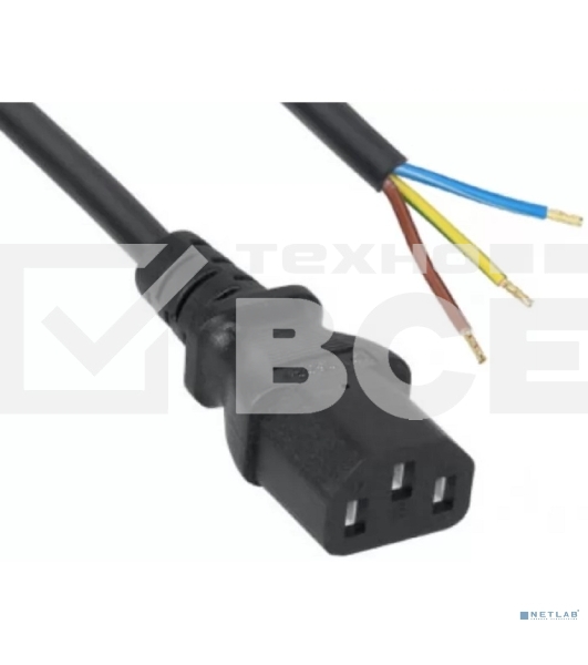Кабель питания Filum FL-PC-C13-C2-1.8-BK ПВС-ВП 3x1.5 С13 - свободный конец, 220/250В, 10А, чёрный, 1.8м