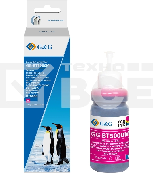 Чернила G&G GG-BT5000M пурпурный70мл для Brother HL-T4000DW/DCP-T510W/DCP-T710W/MFC-T81